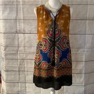 Vibrant sleeveless, fully lined dress XS